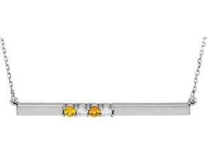 Bar Necklace for Mom 4 Stone - mothers family rings