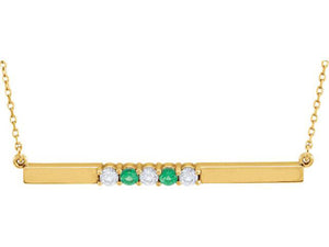 Bar Necklace for Mom 5 Stone - mothers family rings