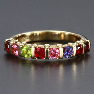 8 Stone Christopher Michael Design Mothers Ring 3mm With Heart Accent* - MothersFamilyRings.com
