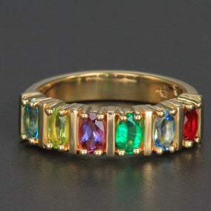 Six Stone Oval Mothers Ring with Bars* designed by Christopher Michael - MothersFamilyRings.com