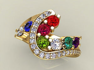 Eight Birthstone Custom Mothers Ring With fine Cut Diamonds by Christopher Michael - Mothers family rings