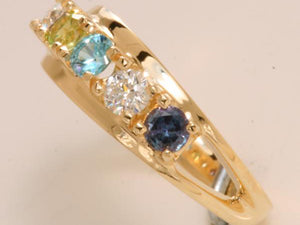 Five Birthstone Split Shank Mothers Ring* - MothersFamilyRings.com