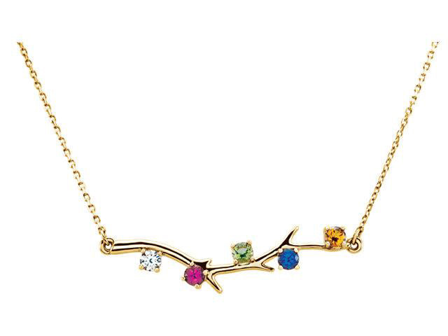 Five Stone Family Branch Necklace - mothers family rings