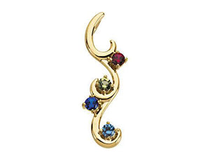 Flowing Drop Mother's Pendant with 4 Natural Birthstones - mothers family rings