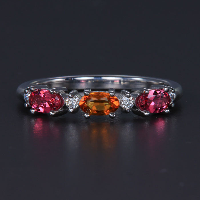 3 Birthstone Christopher Michael Designed Ring With Oval Birthstones Set East to West* - MothersFamilyRings.com