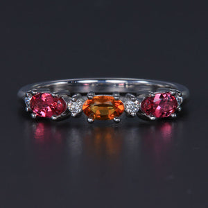 3 Birthstone Christopher Michael Designed Ring With Oval Birthstones Set East to West* - MothersFamilyRings.com