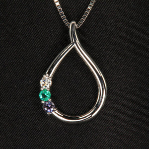 Teardrop Mothers Pendant with 3 Natural Gemstones* - MothersFamilyRings.com