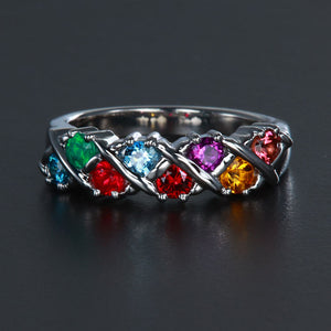 Eight Birthstone Weave Mothers Ring* - MothersFamilyRings.com