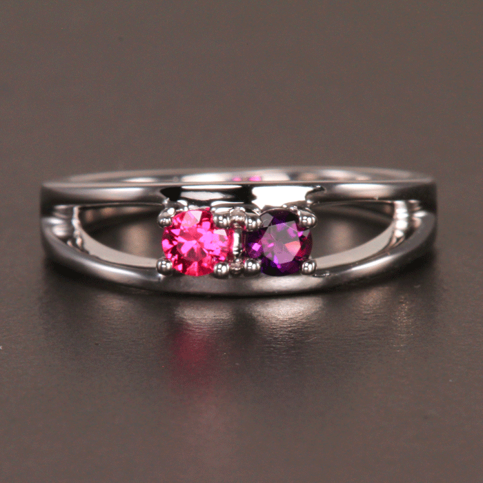 Two Birthstone Split Shank Mothers Ring* - MothersFamilyRings.com