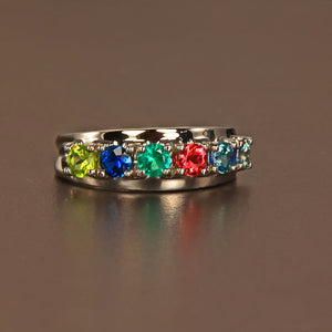Six Birthstone Split Shank Mothers Ring* - MothersFamilyRings.com