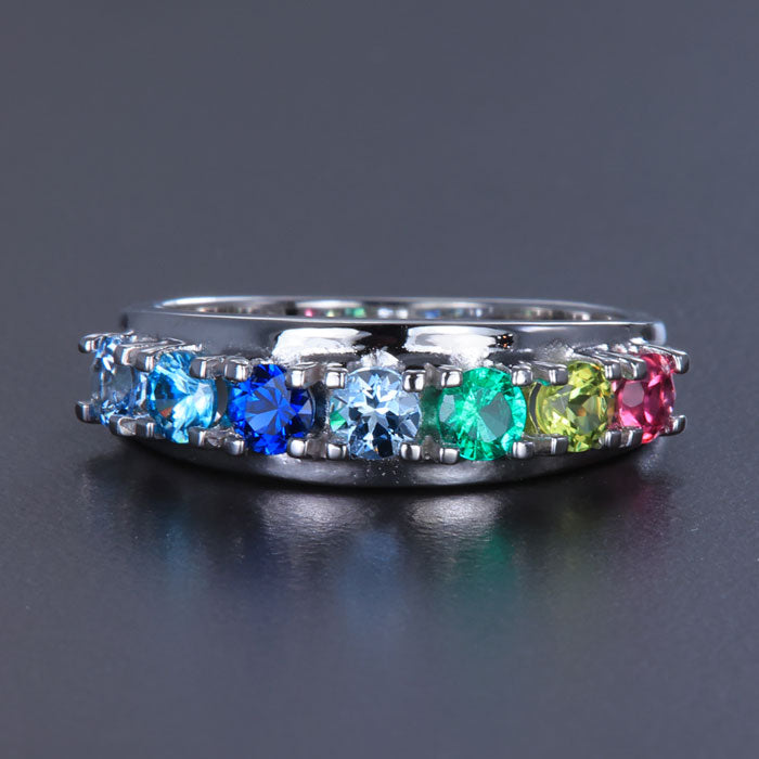Seven Birthstone Split Shank Mothers Ring* - MothersFamilyRings.com