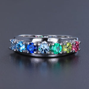 Seven Birthstone Split Shank Mothers Ring* - MothersFamilyRings.com