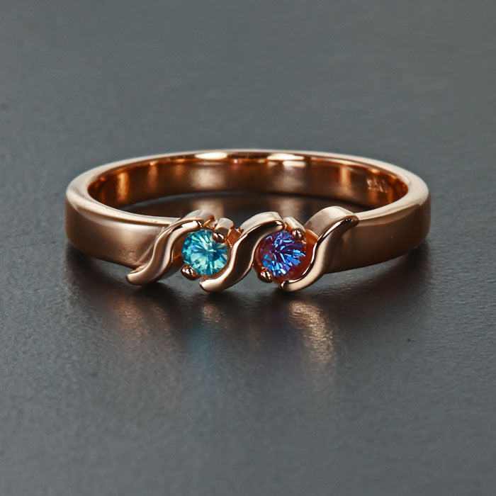 2 Stone S bar Mothers Ring* - MothersFamilyRings.com