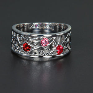 Wider 3 Stone Vine Pattern Mothers Ring