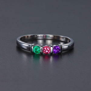 Three Birthstone Channel Set Mothers Ring* - MothersFamilyRings.com