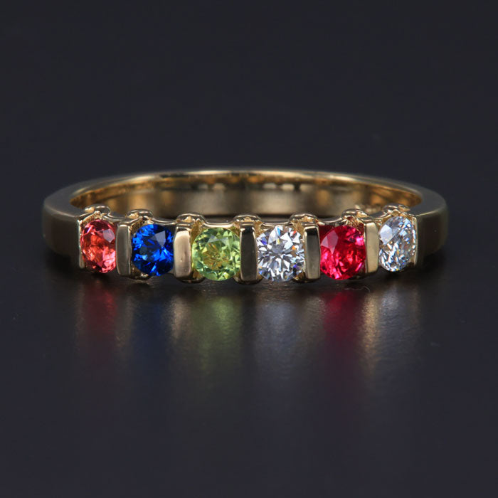 6 Stone Christopher Michael Design Mother's Ring / Band Heart* - MothersFamilyRings.com