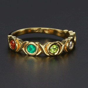 5 Stone Bezeled Hugs and Kisses Mothers Ring* Designed by Christopher Michael - MothersFamilyRings.com