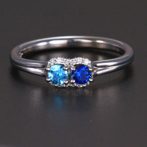 Mother's Ring With Fine Diamond and Two Natural Birthstones designed by Christopher Michael