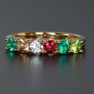 Larger 3.5 mm Six Birthstones by Christopher Michael With Diamond Accent* - MothersFamilyRings.com