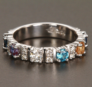 Our Most Popular Mothers ring with Six Larger 3.5 mm Gems by Christopher Michael* - MothersFamilyRings.com
