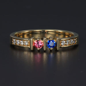Original Christopher Michael Designed Two Birthstone Mothers Ring With Fine Cut Diamonds* - MothersFamilyRings.com