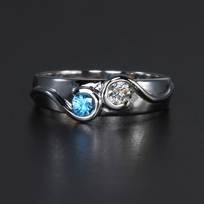 Larger Round Fine Natural Two Birthstone Mothers Ring* designed by Christopher Michael - MothersFamilyRings.com