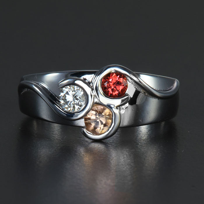 Larger Round Fine Natural Three Birthstone Mothers Ring* designed by Christopher Michael - MothersFamilyRings.com