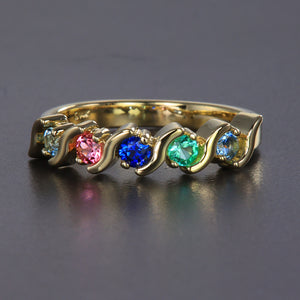 5 Stone S bar Mothers Ring* - MothersFamilyRings.com