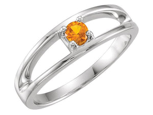 One Birthstone Split Shank Mothers Ring* - MothersFamilyRings.com