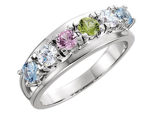 Six Birthstone Split Shank Mothers Ring* - MothersFamilyRings.com
