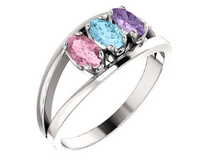 Three Stone Oval Mothers Ring* - MothersFamilyRings.com