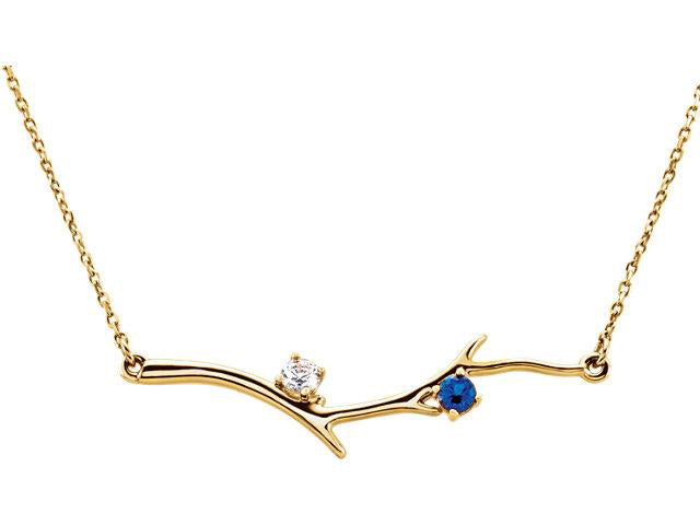 Two Stone Family Branch Necklace - mothers family rings