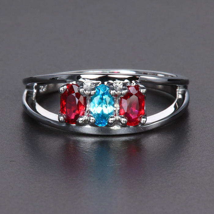 Three Stone Oval Mothers Ring* - MothersFamilyRings.com