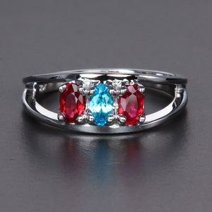 Three Stone Oval Mothers Ring* - MothersFamilyRings.com