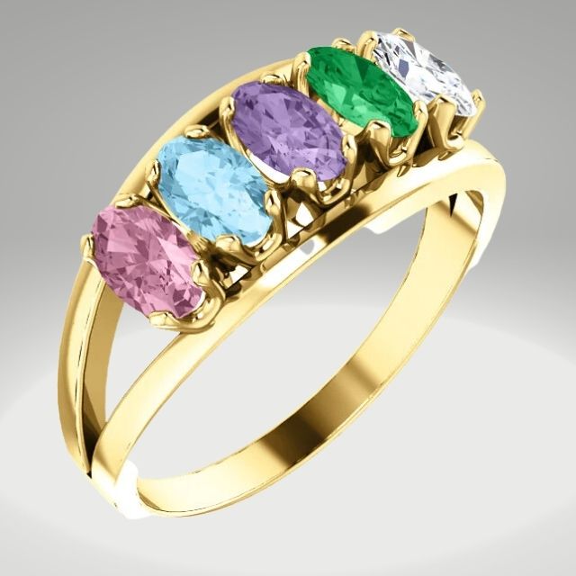 Five Stone Oval Mothers Ring* - MothersFamilyRings.com