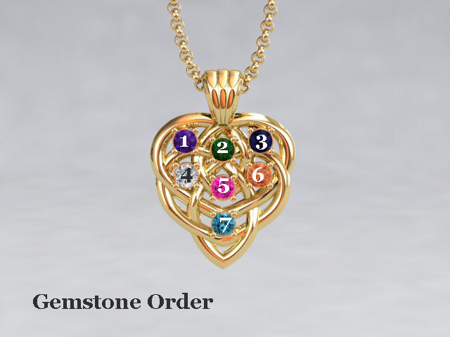 Celtic Mothers Birthstone Pendant 7 Stone* Christopher Michael Design