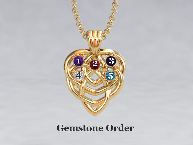 Celtic Mothers Birthstone Pendant 5 Stone* Christopher Michael Design