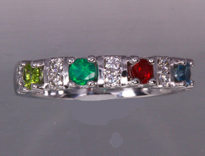 4 Birthstone Christopher Michael Designed Mothers Ring with Fine Diamonds* - MothersFamilyRings.com