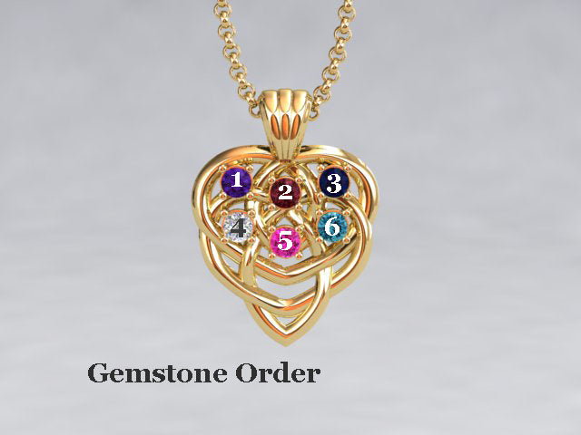 Celtic Mothers Birthstone Pendant 6 Stone* Christopher Michael Design