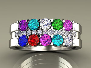 10 Birthstone Mothers Ring with Diamonds* Christopher Michael Design