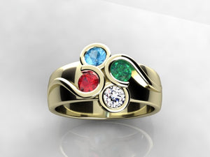 Larger Round Fine Natural Four Gem Mothers Ring* designed by Christopher Michael