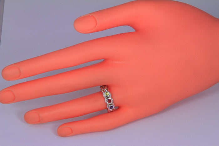 Custom Designed by Christopher Michael Mothers Ring With Five Bezeled 3mm Birthstones*