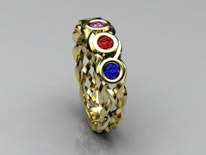 Custom Designed by Christopher Michael Mothers Ring With Five Bezeled 3mm Birthstones*