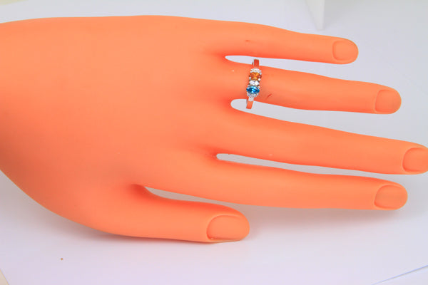 2 Stone Oval Birthstone Ring with Fine Diamonds Designed by Christopher Michael - MothersFamilyRings.com