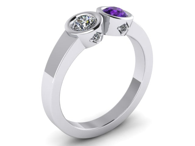 Christopher Michael Design with 2 Bezel Set Gemstones and Diamonds