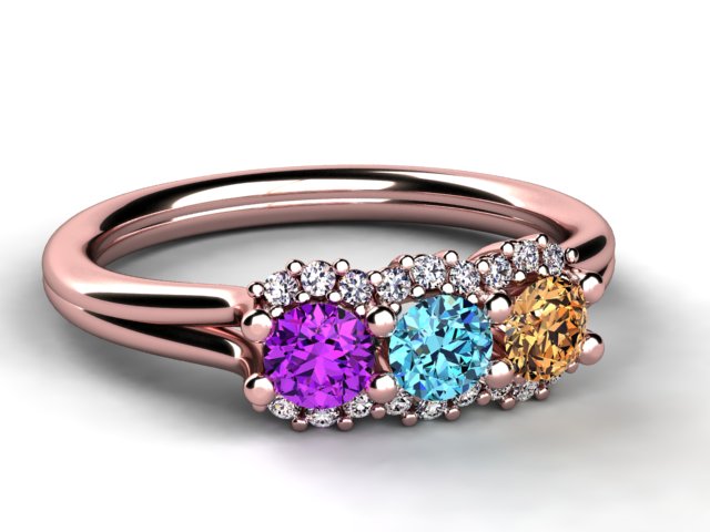 Mother's Ring With Fine Diamond and Three Natural Birthstones* designed by Christopher Michael