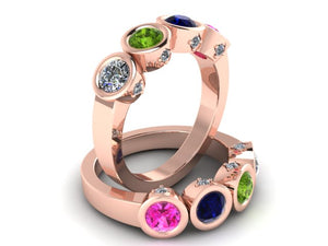 Christopher Michael Design with 4 Bezel Set Gemstones and Diamonds