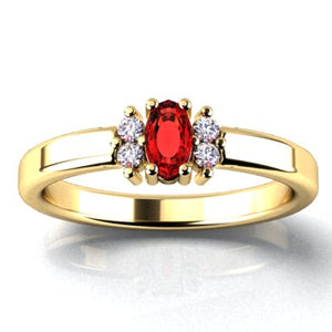 1 Stone Oval Birthstone Ring with Fine Diamonds Designed by Christopher Michael - MothersFamilyRings.com