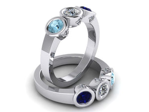 Christopher Michael Design with 3 Bezel Set Gemstones and Diamonds