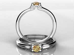 Larger 3.5 mm One Birthstones Mothers Ring by Christopher Michael With Diamond Accent*